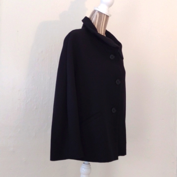 Talbots Black Wool Blend 4 Button Blazer Style Overcoat Size 8 - Picture 4 of 11